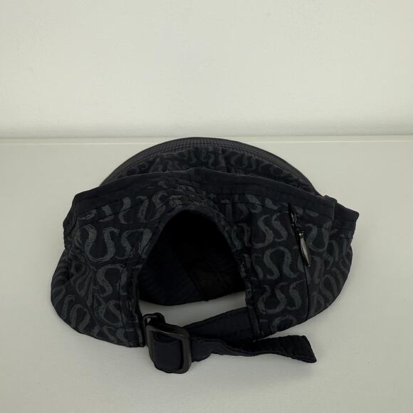 Lululemon Womens Logo Print Active Running Adjustable Zip Pocket Black Cap Hat - Picture 5 of 7